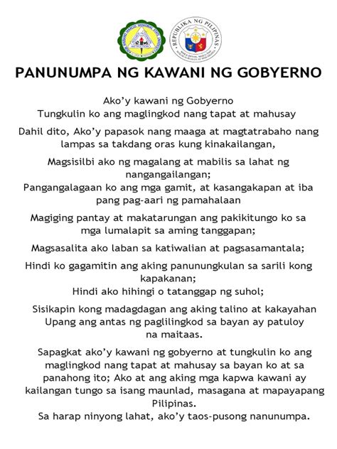 panunumpa ng kawani ng gobyerno